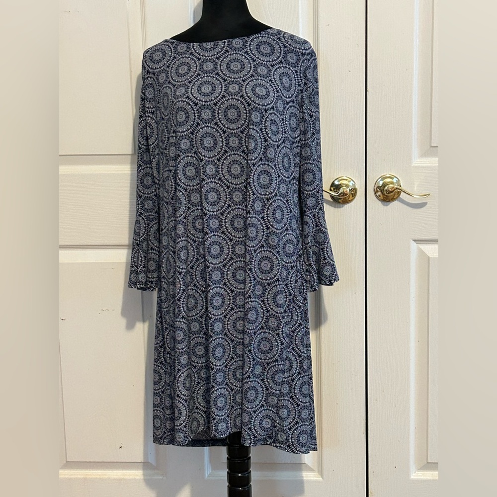 Tommy Hilfiger long sleeve dress in blue and white, size 18